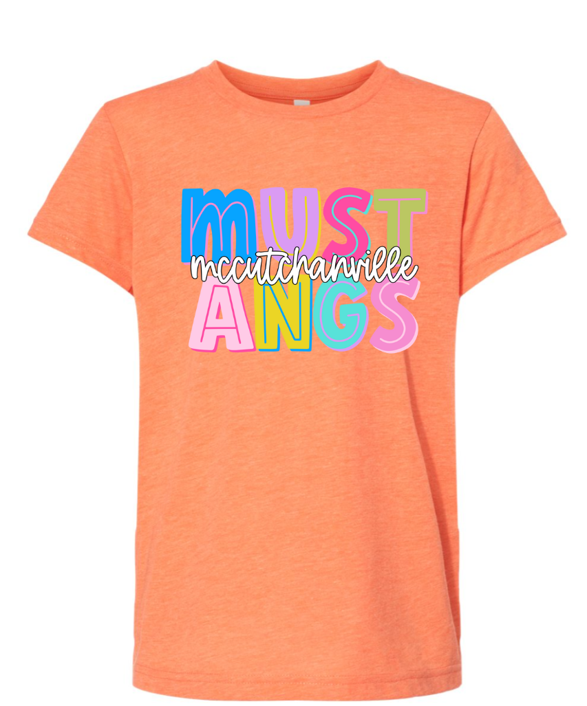 Mccutchanville mustangs colorful short sleeve tee