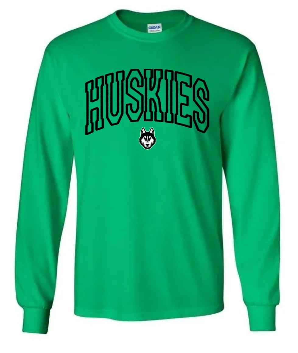 Faux Embroidered Huskies Long Sleeve