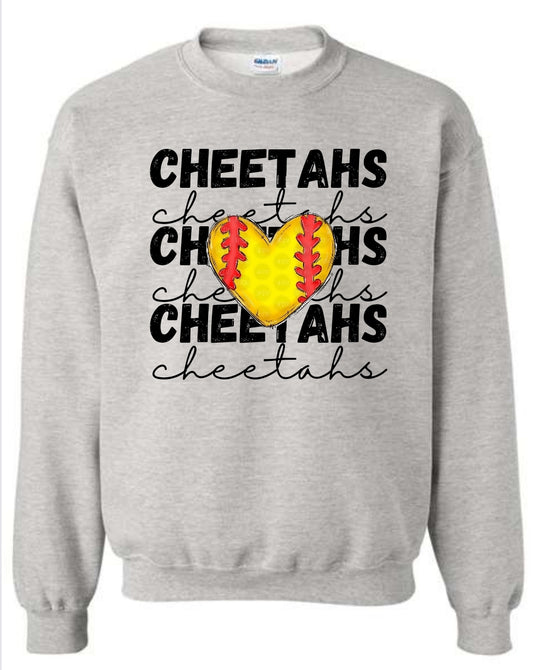 Cheetahs Softball Heart Sweatshirt-Hoodie