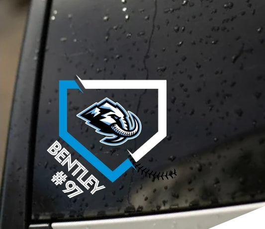 Mammoths Baseball Plate Decal Name and Number