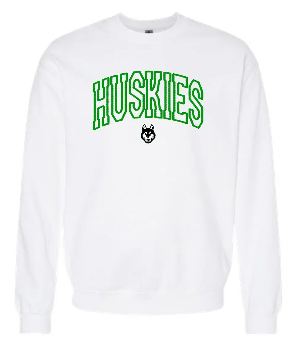 Faux Embroidered Huskies Sweatshirt