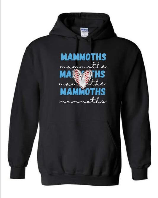 Mammoth Baseball stacked with Heart Hoodie