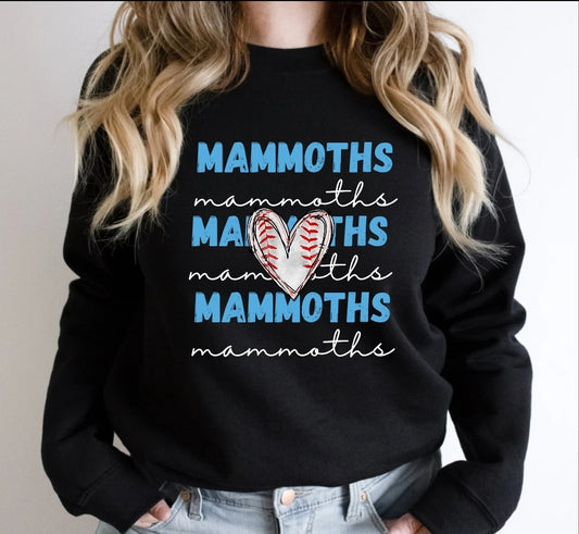 Mammoth Baseball stacked with Heart Sweatshirt