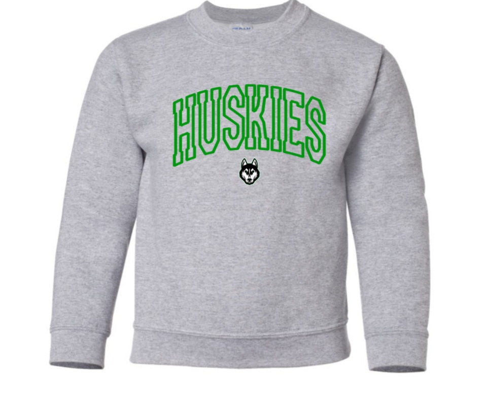 Faux Embroidered Huskies Sweatshirt