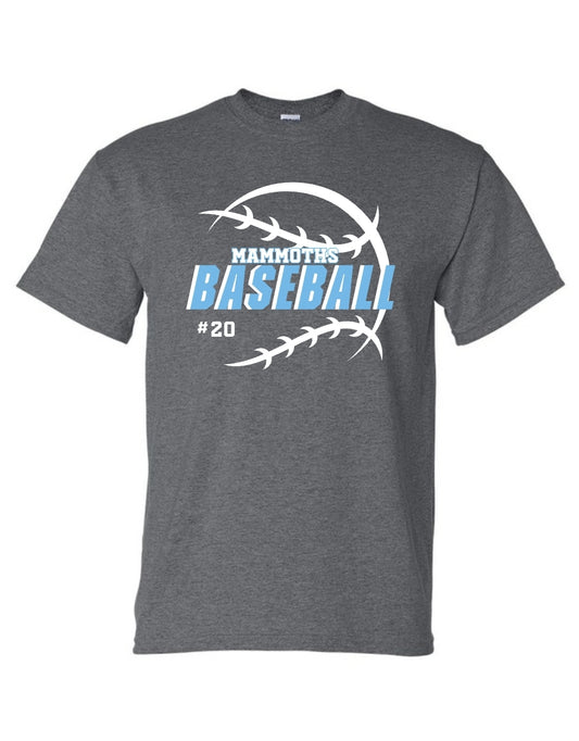 Mammoths Baseball with number Tee