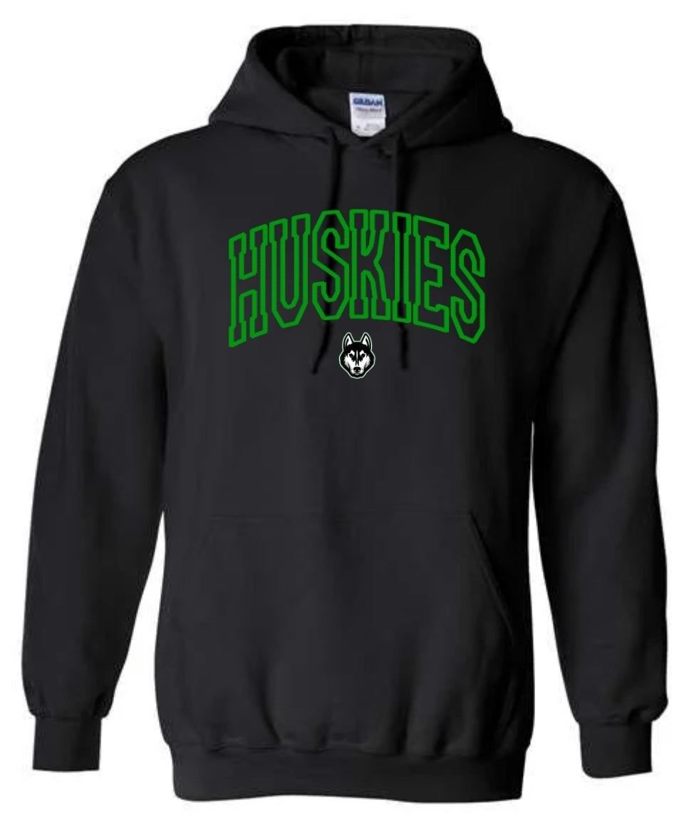 Faux Embroidered Huskies Hoodie