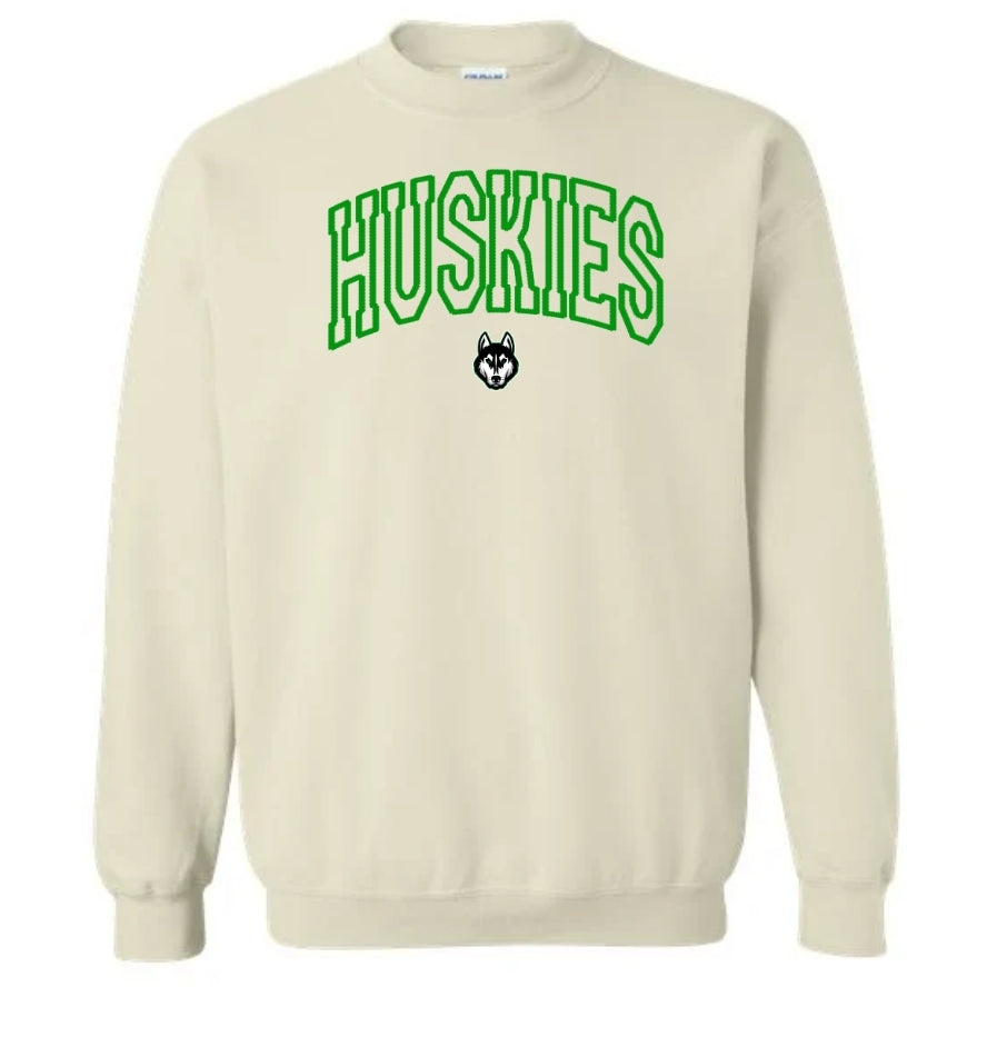 Faux Embroidered Huskies Sweatshirt