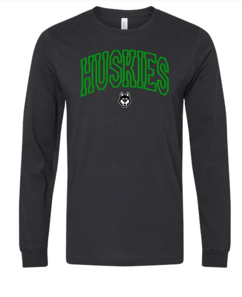 Faux Embroidered Huskies Long Sleeve