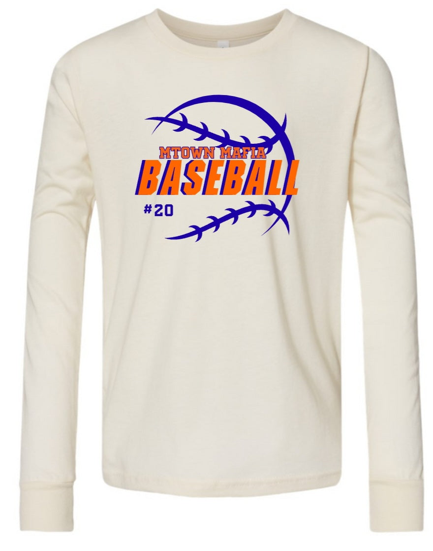 Mtown Mafia Baseball with number Long Sleeve