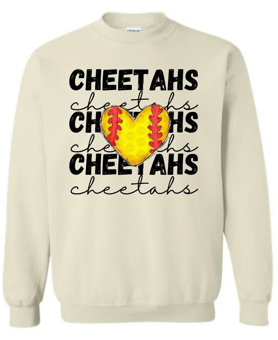 Cheetahs Softball Heart Sweatshirt-Hoodie