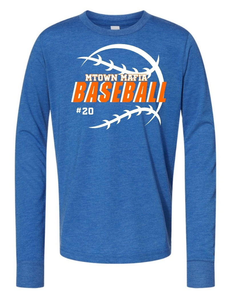 Mtown Mafia Baseball with number Long Sleeve