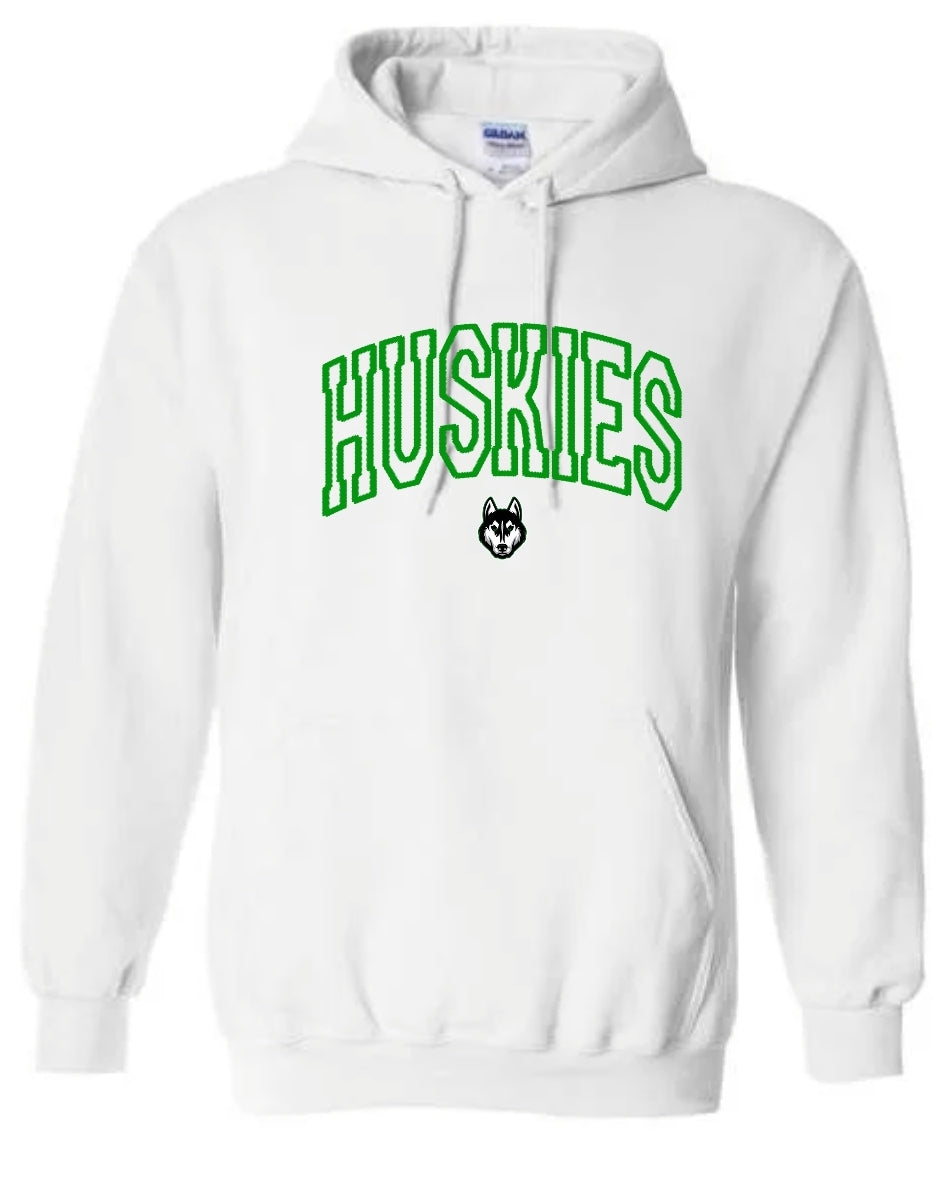 Faux Embroidered Huskies Hoodie