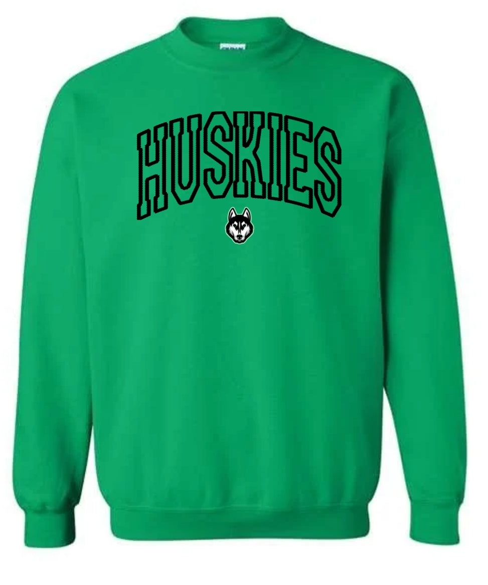 Faux Embroidered Huskies Sweatshirt