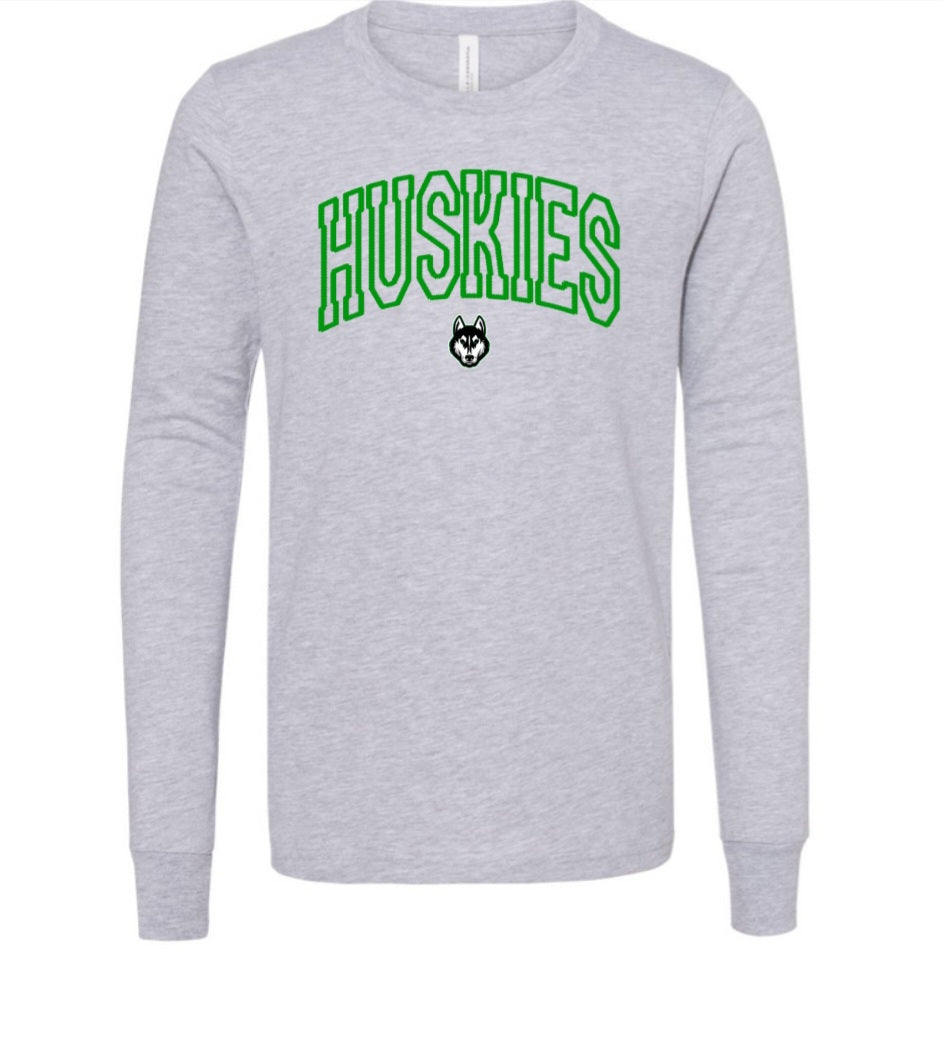 Faux Embroidered Huskies Long Sleeve