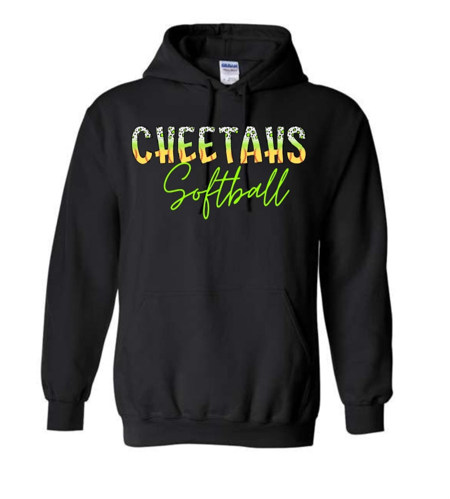 Cheetah Softball Green Gradient Sweatshirt and Hoodie