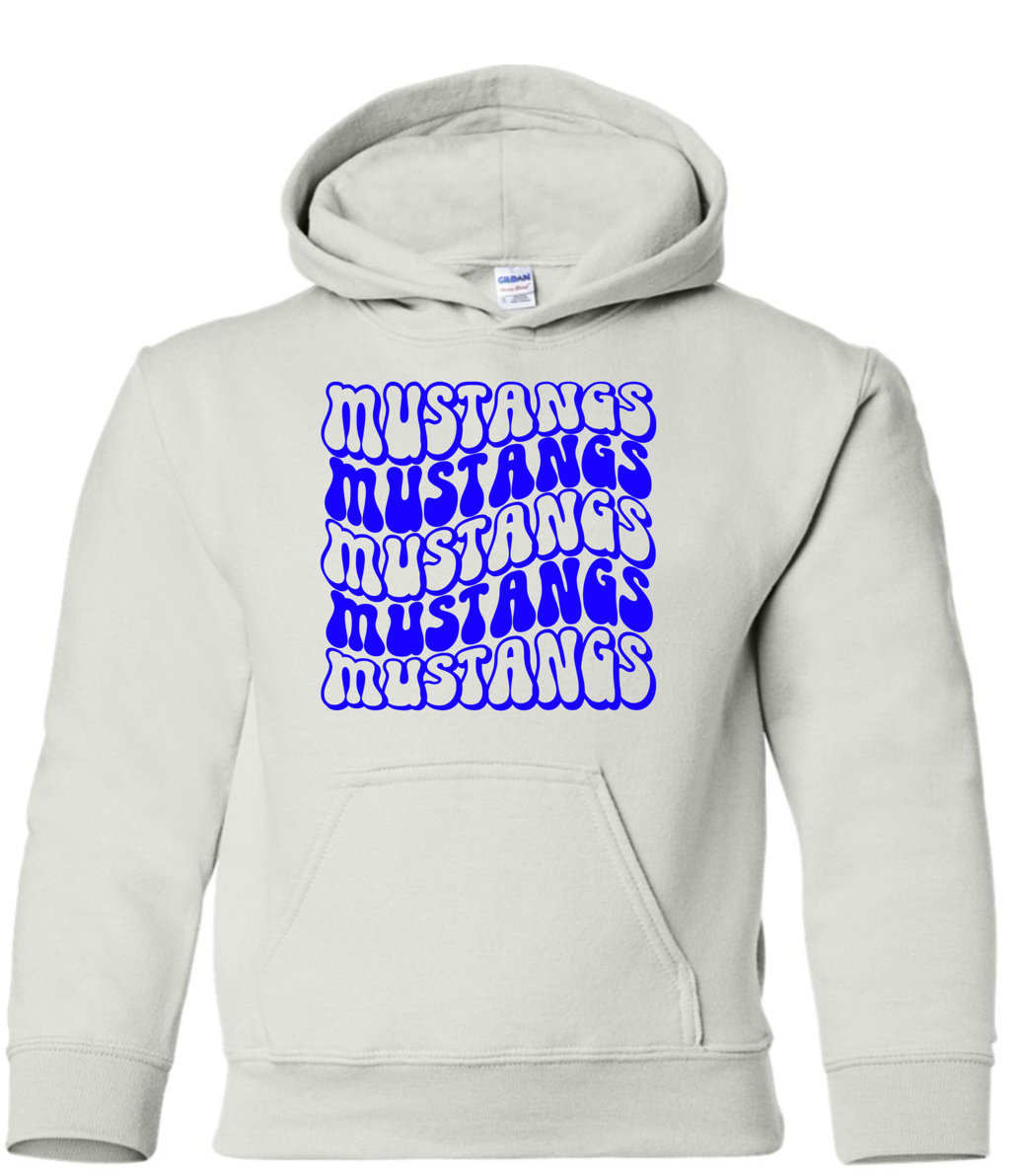 Mustangs Solid Bubble Stacked Adult Hoodie