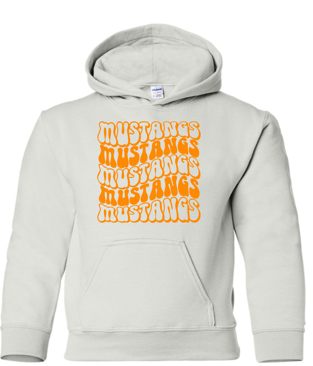 Mustangs Solid Bubble Stacked Adult Hoodie