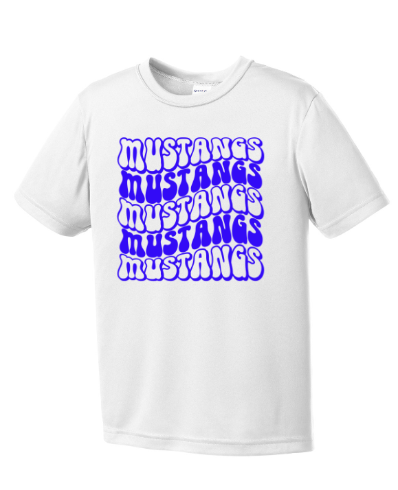 Mustangs Solid Bubble Stacked Youth Short Sleeve  DRI FIT Tee