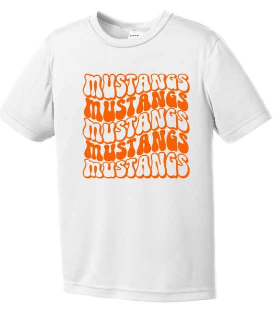 Mustangs Solid Bubble Stacked Youth Short Sleeve  DRI FIT Tee