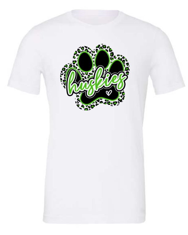 Huskies heart and paw print short sleeve tee