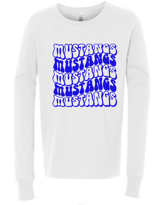 Mustangs Solid Bubble Stacked Youth Long Sleeve Tee