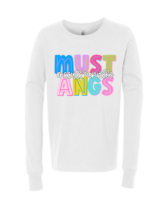 Mccutchanville mustangs colorful long sleeve